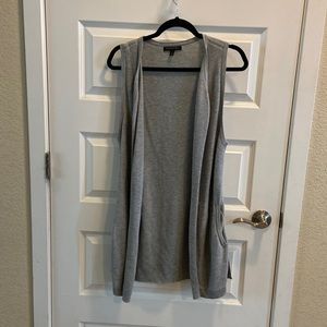 Grey knit sleeveless cardigan by Banana Republic